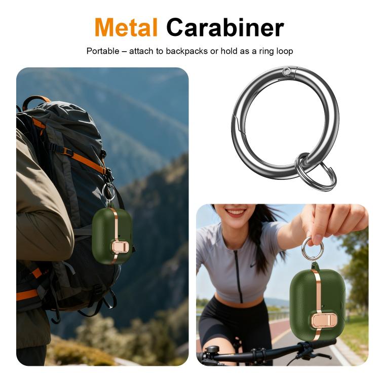 For AirPods Pro 3 Hidden Stand Electroplated Vegan Leather Texture Wireless Earphones Protective Case