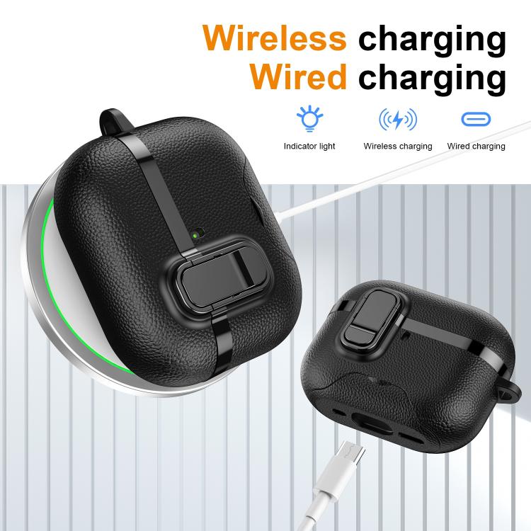 For AirPods Pro 2 Hidden Stand Electroplated Vegan Leather Texture Wireless Earphones Protective Case