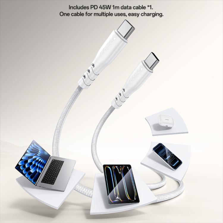 Yesido PD45W USB and Type-C Dual Interface Fast Charger Set, Plug:EU Plug - White
