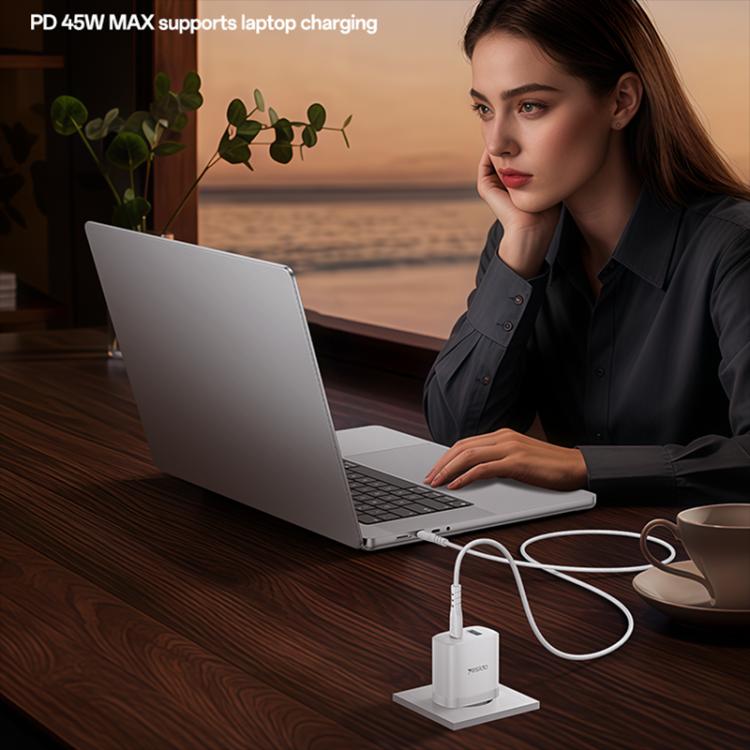 Yesido PD45W USB and Type-C Dual Interface Fast Charger Set, Plug:EU Plug - White