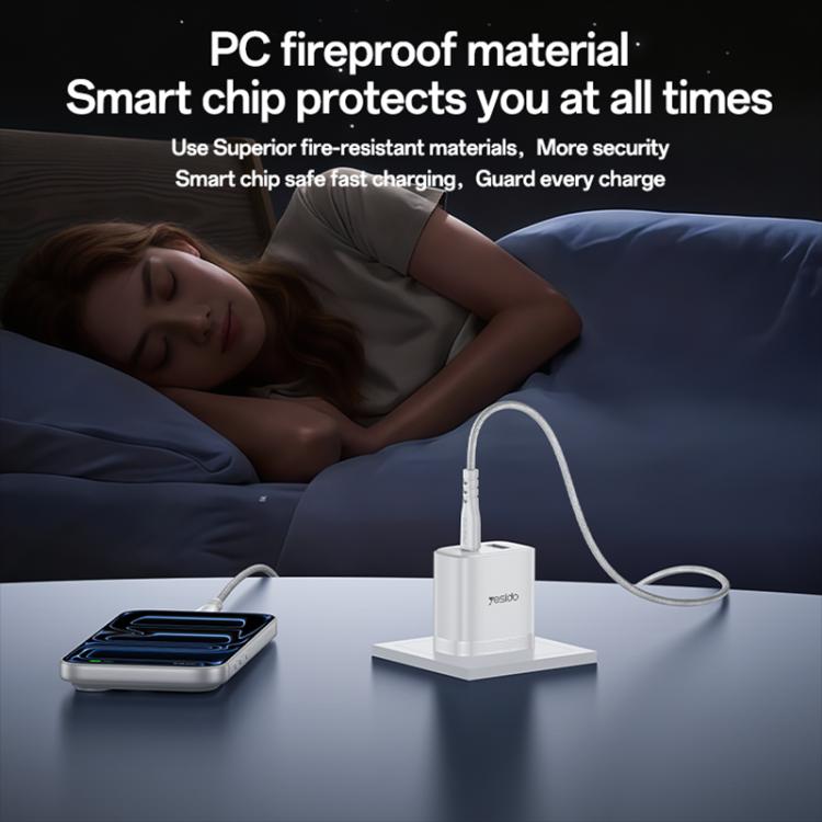 Yesido PD45W USB and Type-C Dual Interface Fast Charger Set, Plug:US Plug - White