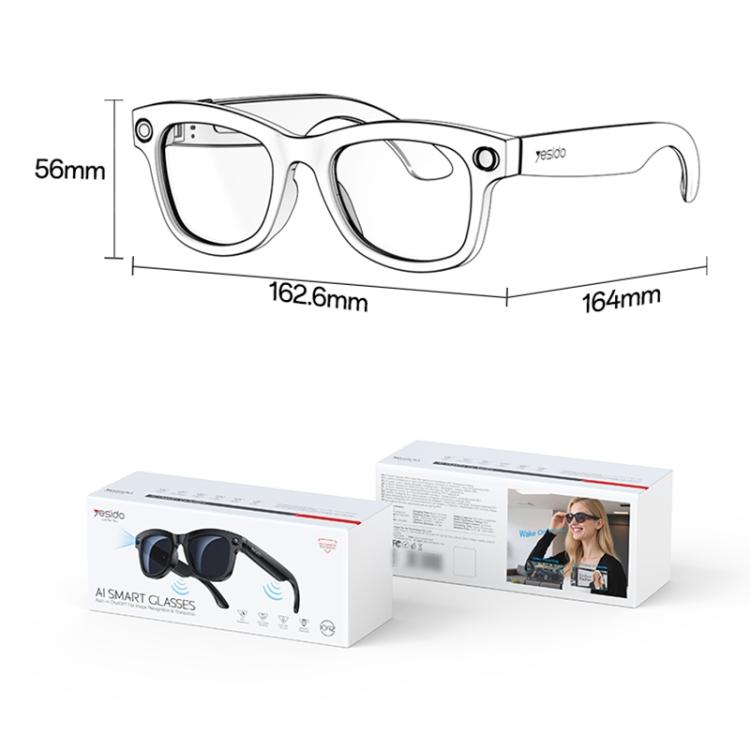 Yesido IO42  IP67 Waterproof Smart AI Glasses with HD Camera, Multi Language Support, Dual Mic Noise Cancellation, Ergonomic - Black