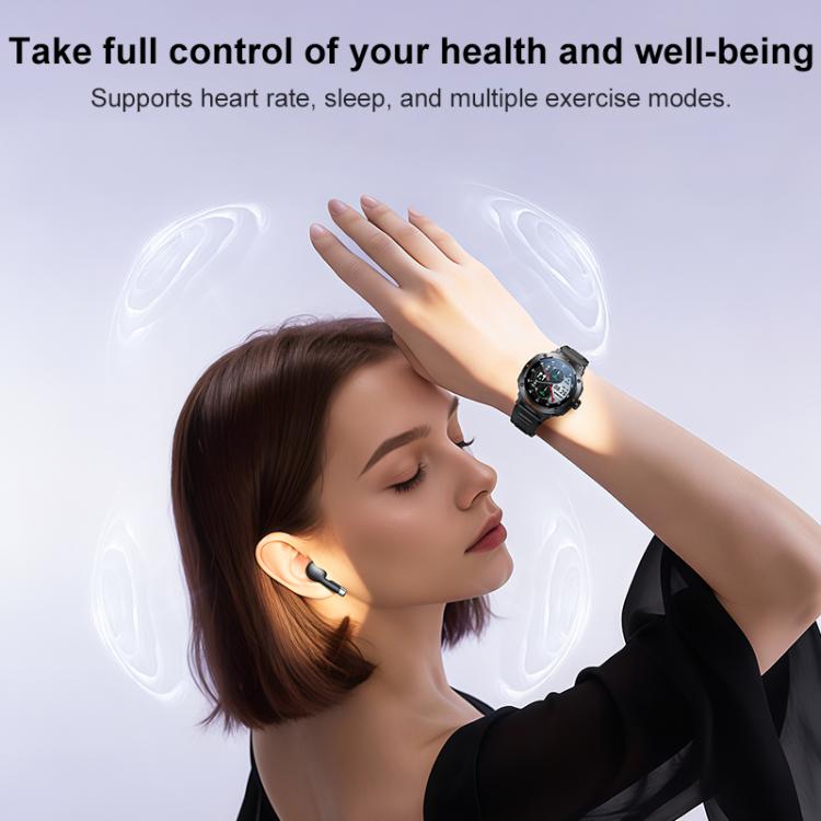 Yesido IO50 Smart Watch with TWS Earbuds, 2-in-1 Bluetooth-Compatible Smartwatch with Charging Box, 1.46 inch HD Display, NFC - Black