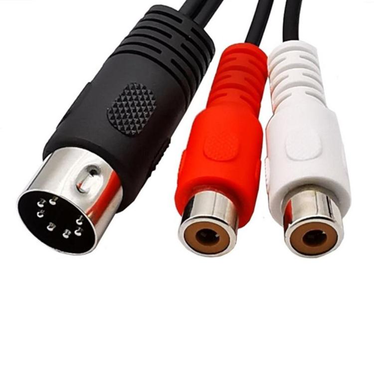 7-Pin DIN Male MIDI to Dual RCA Female Plug Audio Cable, Length:1.5m - Black