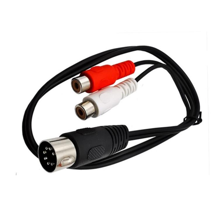 7-Pin DIN Male MIDI to Dual RCA Female Plug Audio Cable, Length:0.5m - Black