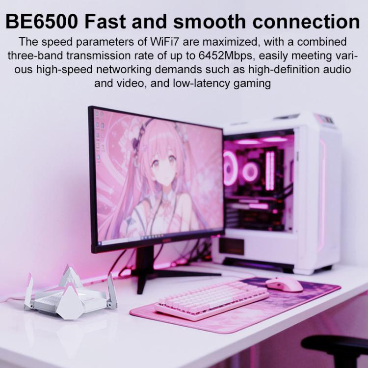 COMFAST CF-988BE 6500Mbps WiFi7 USB 3.0 Tri-Band Driverless Wireless Network Adapter - Pink White