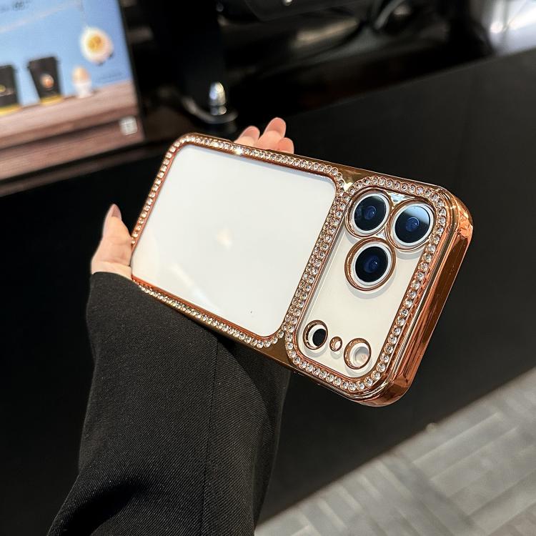 For iPhone 17 Pro Max Electroplating PC Hybrid TPU Rhinestone Phone Case
