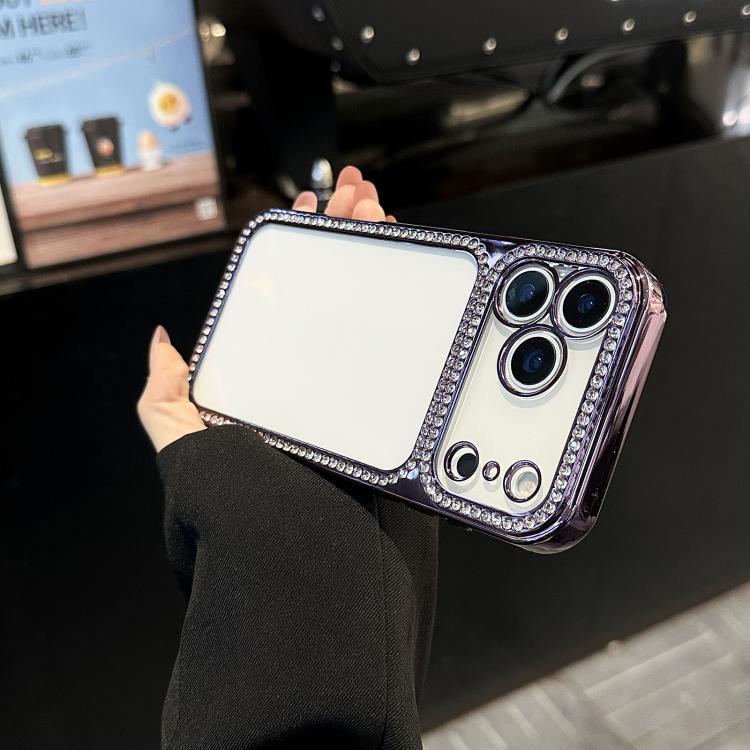 For iPhone 17 Pro Electroplating PC Hybrid TPU Rhinestone Phone Case