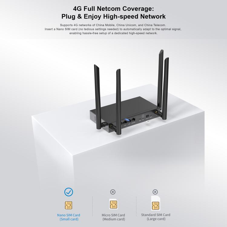 COMFAST CF-E15 Industrial Grade 4G SIM to Ethernet / WiFi Router, Plug:EU Plug - Black