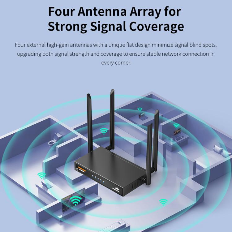COMFAST CF-E15 Industrial Grade 4G SIM to Ethernet / WiFi Router, Plug:EU Plug - Black
