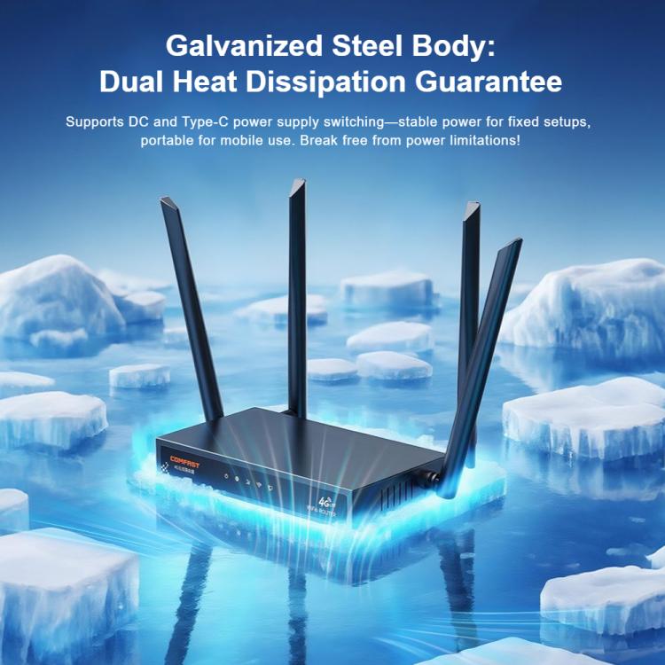 COMFAST CF-E15 Industrial Grade 4G SIM to Ethernet / WiFi Router, Plug:EU Plug - Black