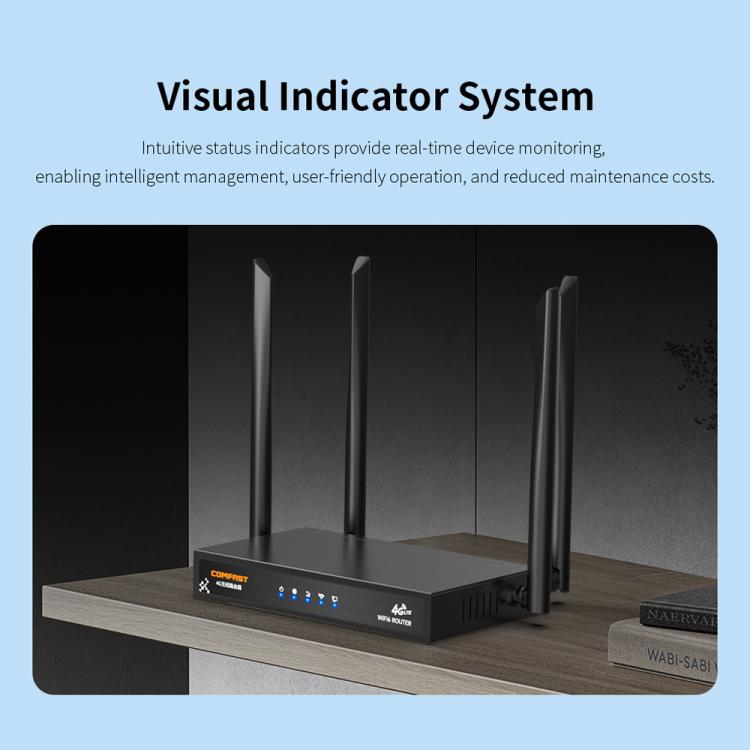 COMFAST CF-E15 Industrial Grade 4G SIM to Ethernet / WiFi Router, Plug:EU Plug - Black