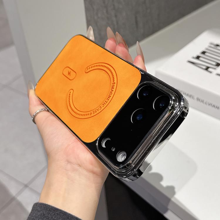 For iPhone 17 Pro Max Fine Hole Lambskin Magnetic Phone Case