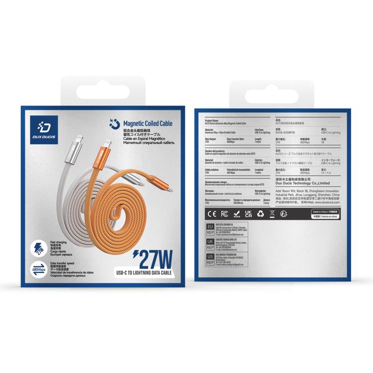 DUX DUCIS AUTO Series 27W Type-C to 8 Pin Magnetic Nylon Braided Data Cable, Length: 1m