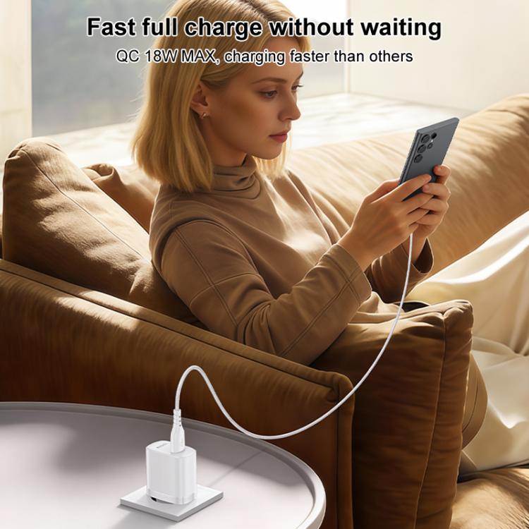 Yesido 18W USB Single Interface Charger Set, Plug:EU Plug - White