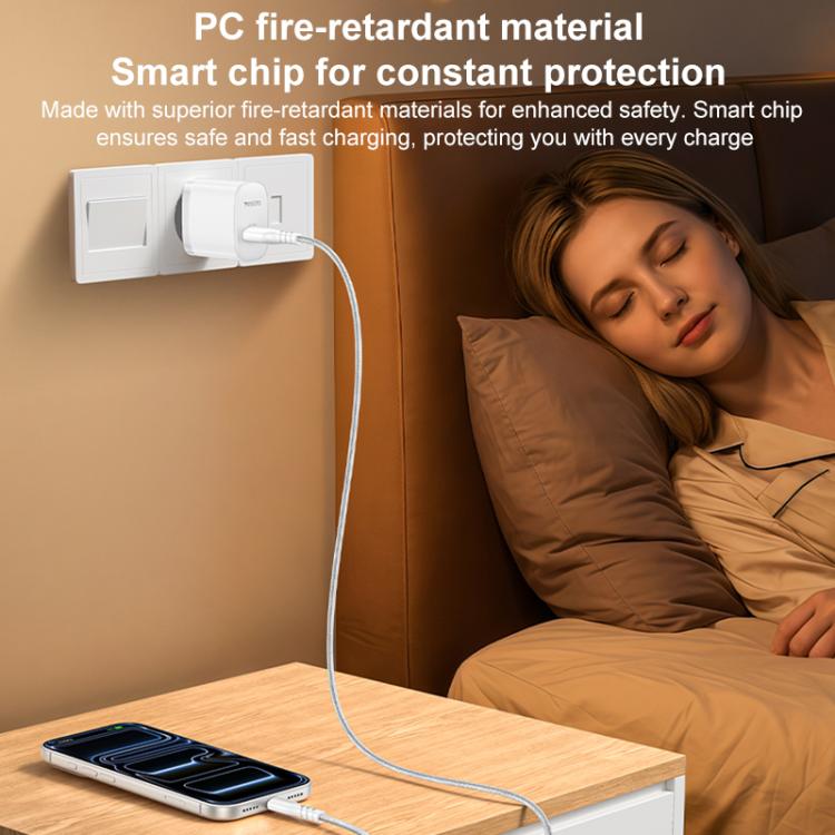 Yesido 18W USB Single Interface Charger Set, Plug:EU Plug - White