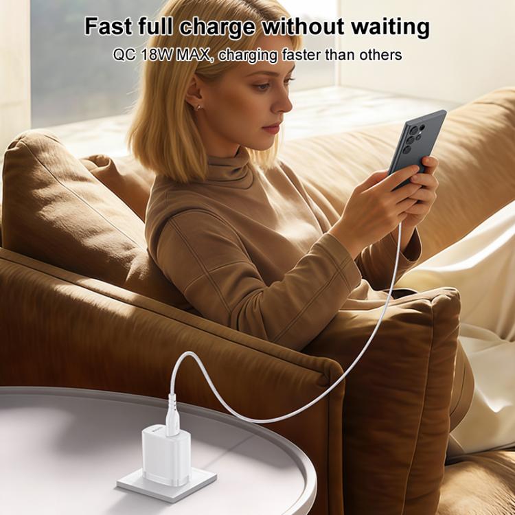 Yesido 18W USB Single Interface Charger Set, Plug:US Plug - White