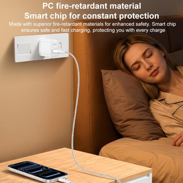 Yesido 18W USB Single Interface Charger Set, Plug:US Plug - White