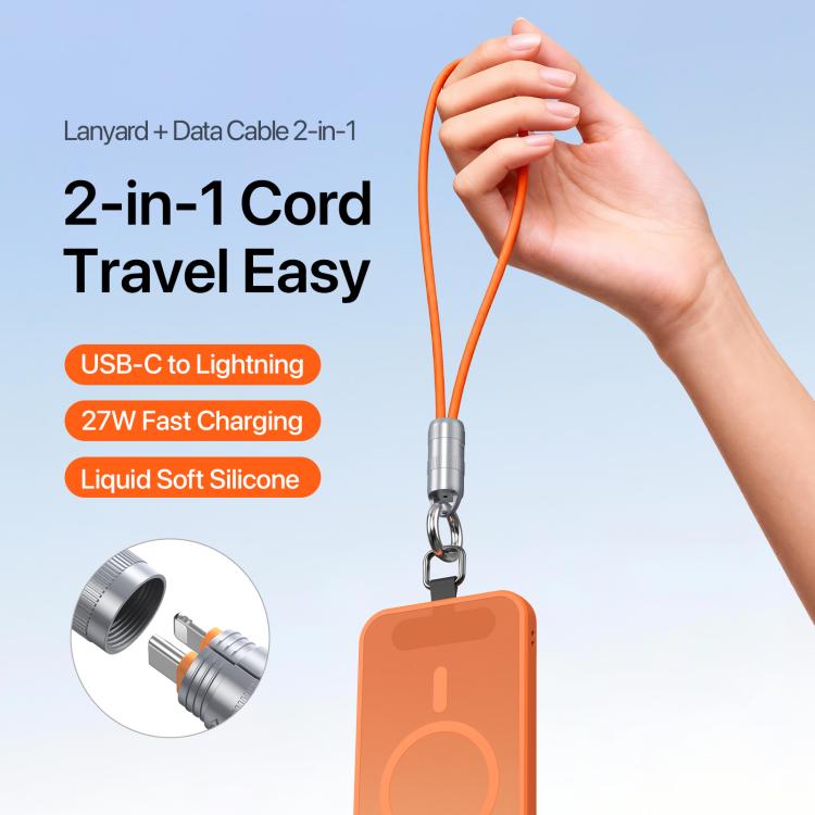 DUX DUCIS LCBA Series 27W Type-C to 8 Pin Lanyard Fast Charging Data Cable, Length: 30cm