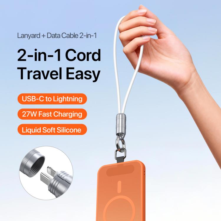 DUX DUCIS LCBA Series 27W Type-C to 8 Pin Lanyard Fast Charging Data Cable, Length: 30cm