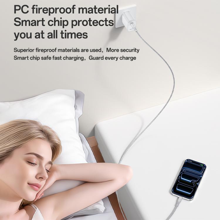 Yesido YC20U PD35W USB-C / Type-C Single Port Fast Charger Set with Type-C to Type-C Cable, US Plug - White