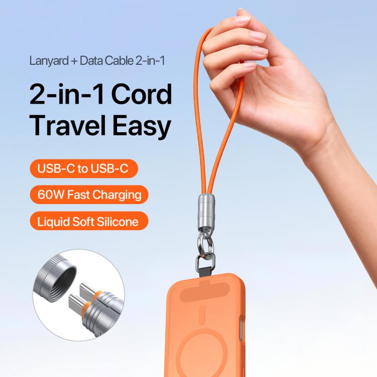 DUX DUCIS LCBA Series 60W Type-C to Type-C Lanyard Fast Charging Data Cable, Length: 30cm