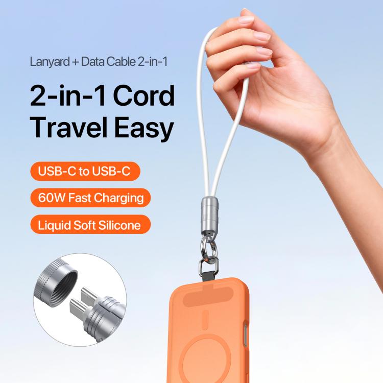 DUX DUCIS LCBA Series 60W Type-C to Type-C Lanyard Fast Charging Data Cable, Length: 30cm