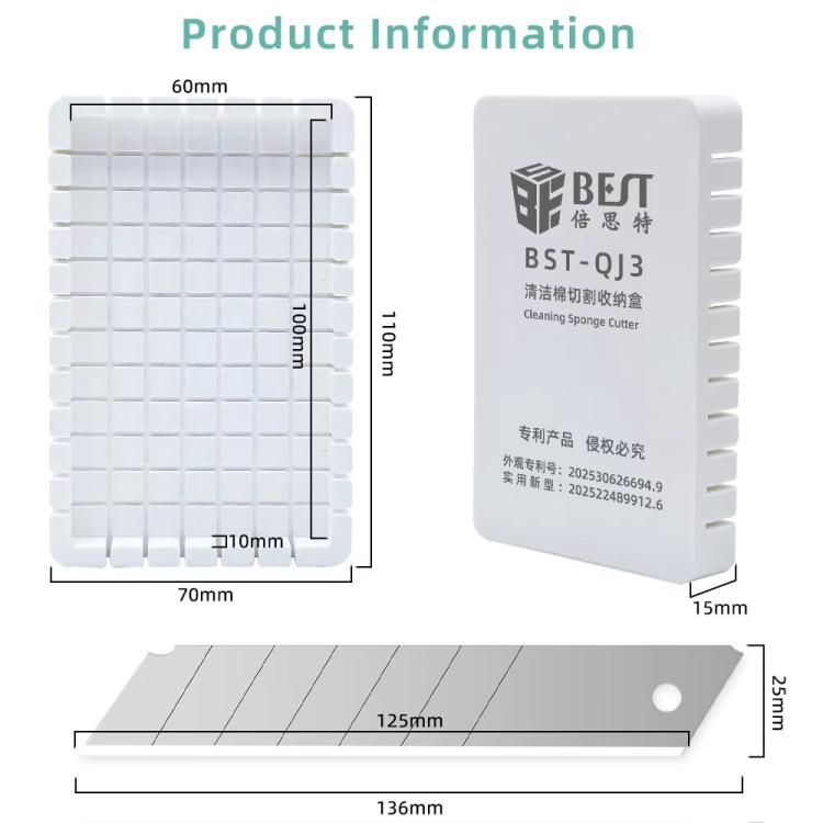 BEST BST-QJ3 Nano Sponge Cutting Storage Box with 10 Sponge Sheets