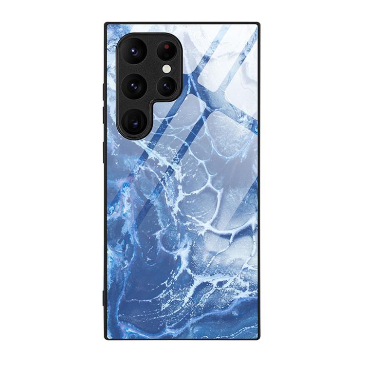 For Samsung Galaxy S26 Ultra 5G Marble Pattern Glass Protective Phone Case