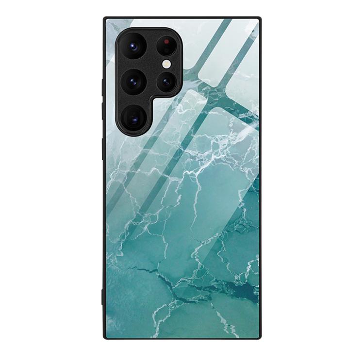 For Samsung Galaxy S26 Ultra 5G Marble Pattern Glass Protective Phone Case