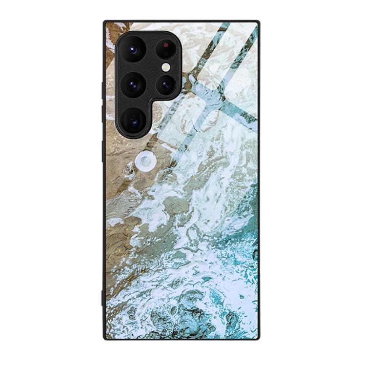 For Samsung Galaxy S26 Ultra 5G Marble Pattern Glass Protective Phone Case