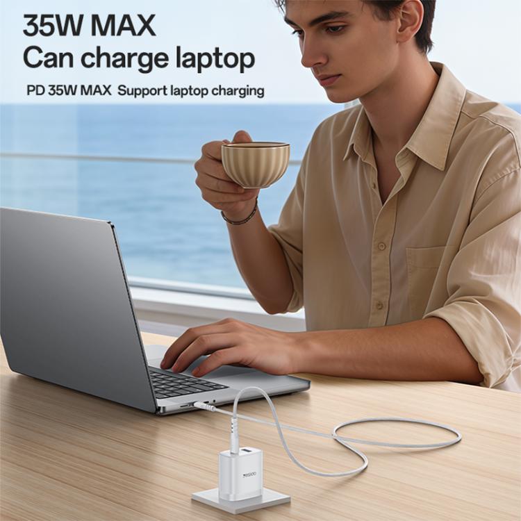 Yesido PD35W Type-C, USB Fast Charger Kit with Type-C to Type-C Cable, Plug:US Plug - White