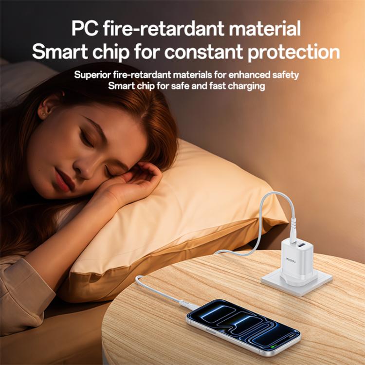 Yesido PD35W Type-C, USB Fast Charger Kit with Type-C to Type-C Cable, Plug:UK Plug - White