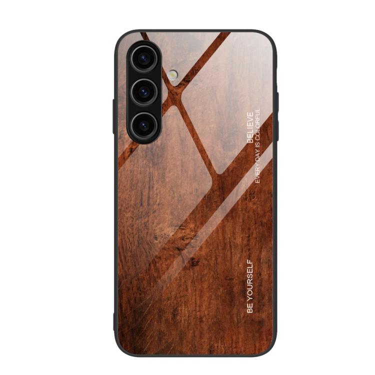 For Samsung Galaxy S26+ 5G Wood Grain Glass Phone Case