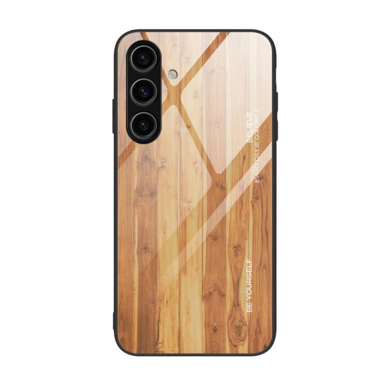 For Samsung Galaxy S26+ 5G Wood Grain Glass Phone Case