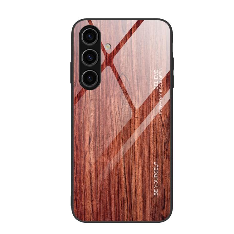 For Samsung Galaxy S26+ 5G Wood Grain Glass Phone Case