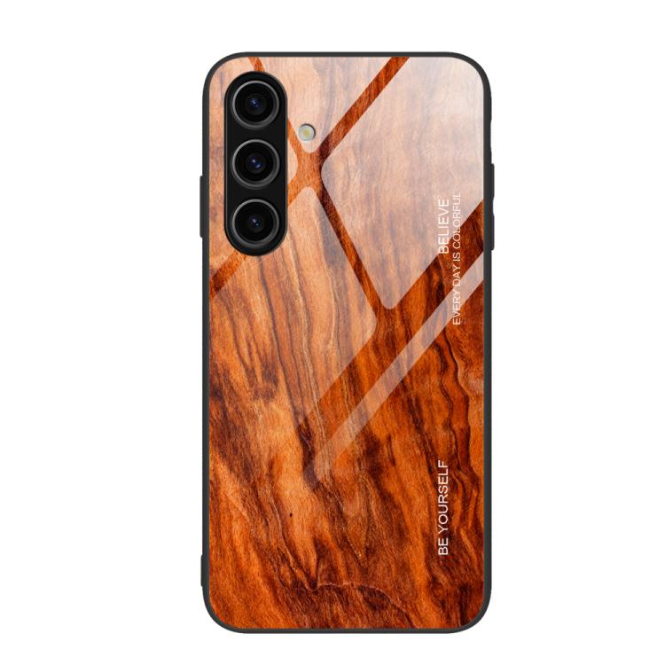 For Samsung Galaxy S26+ 5G Wood Grain Glass Phone Case