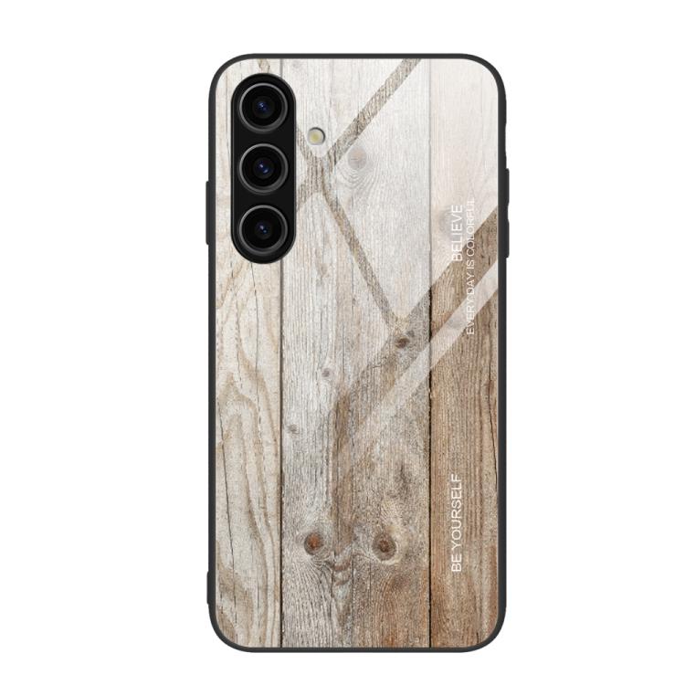 For Samsung Galaxy S26 5G Wood Grain Glass Phone Case