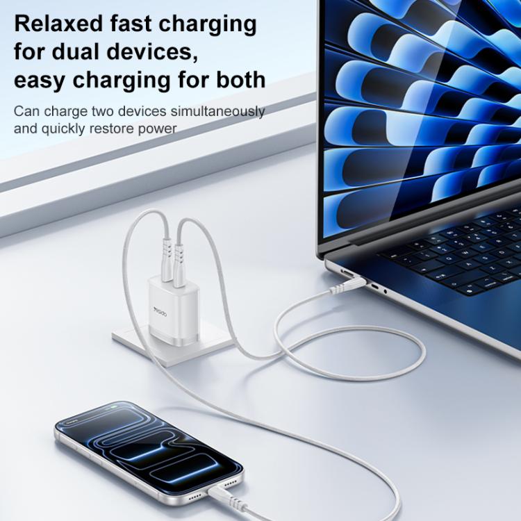 Yesido PD45W Dual Type-C Fast Charger Kit with Type-C to Type-C Cable, Plug:US Plug - White