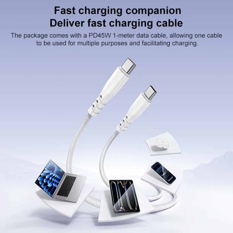 Yesido PD45W Dual Type-C Fast Charger Kit with Type-C to Type-C Cable, Plug:US Plug - White