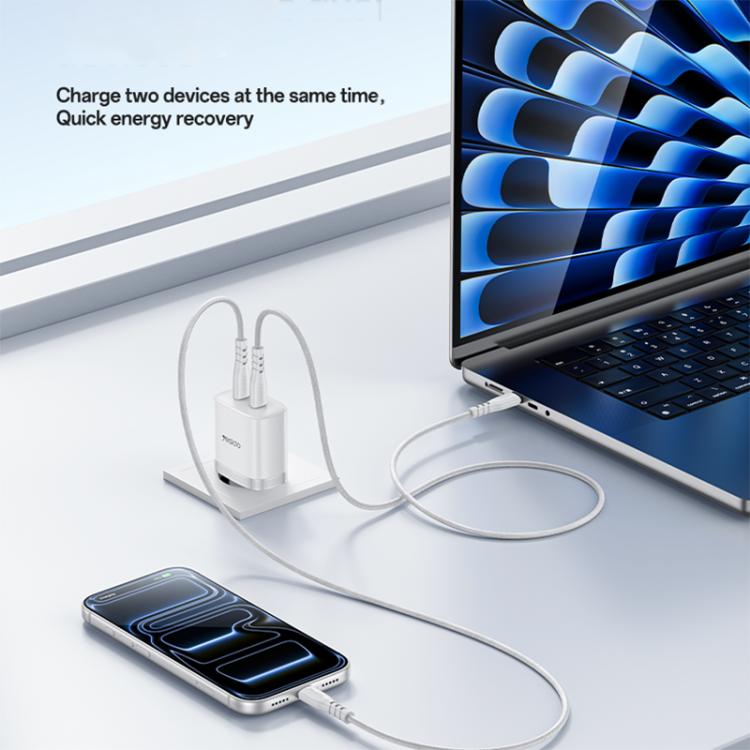 Yesido PD45W Dual Type-C Fast Charger Kit with Type-C to Type-C Cable, Plug:EU Plug - White
