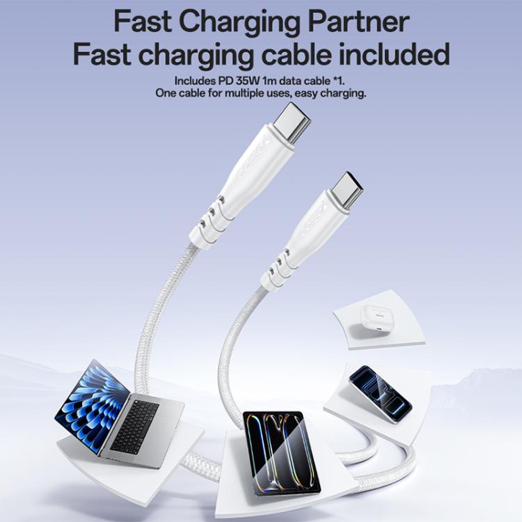 Yesido YC107 PD35W USB-C / Type-C Single Port Fast Charger Set with Type-C to Type-C Cable, EU Plug - White