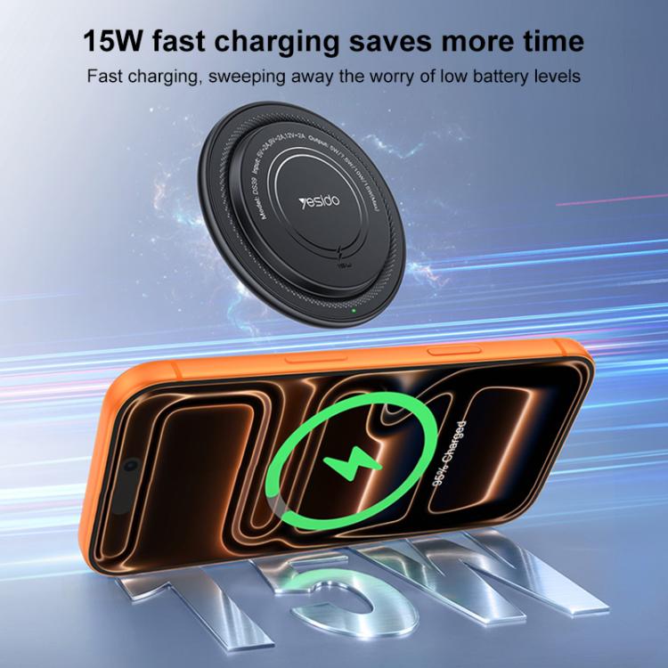 Yesido DS39 15W Desktop Pad Magnetic Wireless Charger - Black