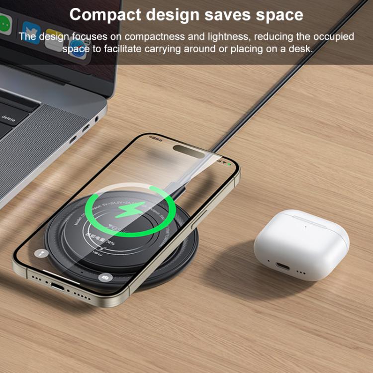 Yesido DS39 15W Desktop Pad Magnetic Wireless Charger - Black