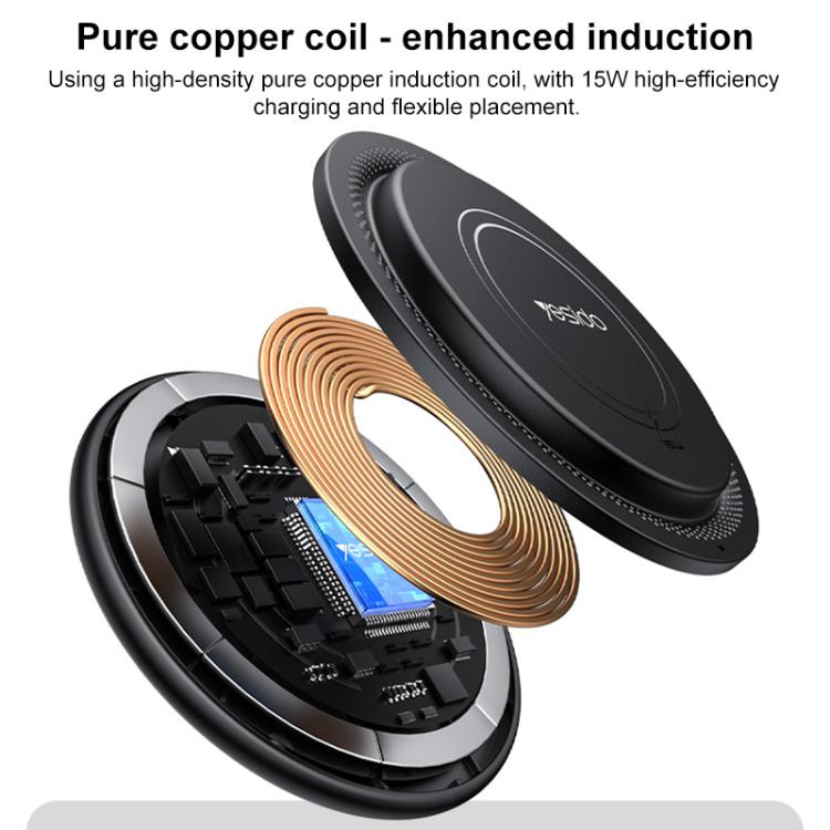 Yesido DS39 15W Desktop Pad Magnetic Wireless Charger - Black