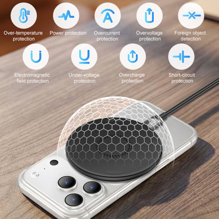 Yesido DS39 15W Desktop Pad Magnetic Wireless Charger - Black