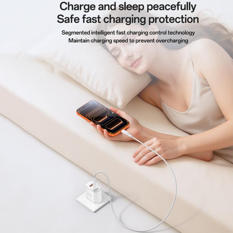 Yesido YC104 12W 2.4A USB Dual Ports Charger Set with 1m USB to Type-C Data Cable, EU Plug - White