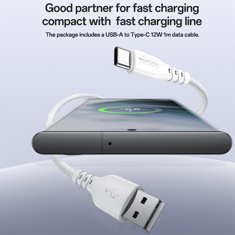 Yesido YC104 12W 2.4A USB Dual Ports Charger Set with 1m USB to Type-C Data Cable, EU Plug - White