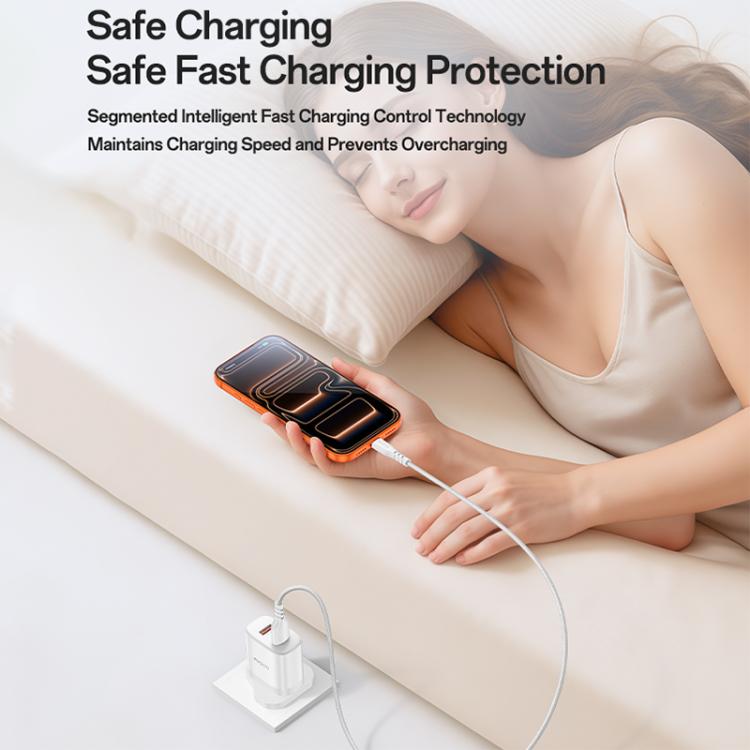 Yesido YC150 12W 2.4A USB Dual Ports Charger Set with 1m USB to Type-C Data Cable, UK Plug - White