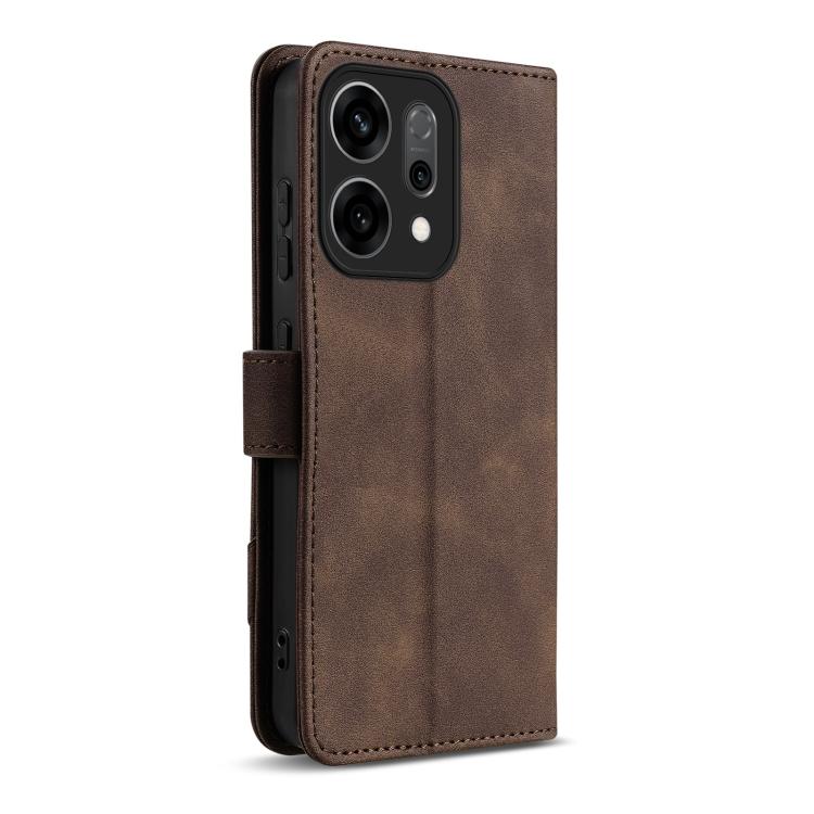 For OPPO Reno14 5G Global AZNS A2 Series Tri-Card Wallet RFID Vegan Leather Phone Case with Strap
